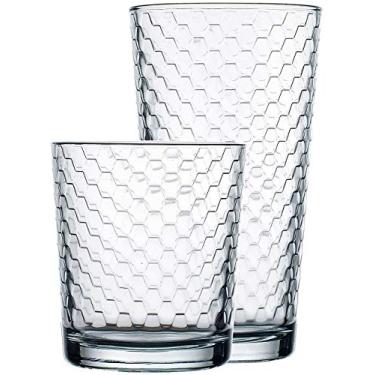 Imagem de Circleware Paragon Honeycomb conjunto de 12 peças copos para beber copos e uísque, copo de bebida para água, cerveja, suco, barra de chá gelado, 170-456 g e 170-354 g