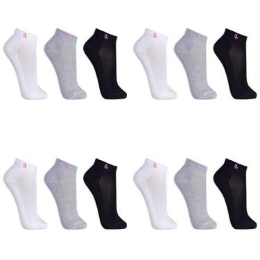 Imagem de Kit 6 Pares de Meia Lupo Soquete Feminina 3226, P, Mescla, Feminino