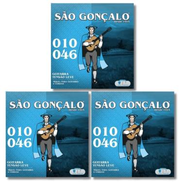 Imagem de Kit 3 Encordoamento Guitarra São Gonçalo Tensão Leve 010