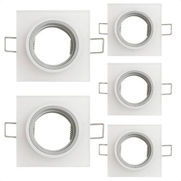 Imagem de Kit 5 Spot Taschibra Quadrado Embutir Vidro Jateado Sp23