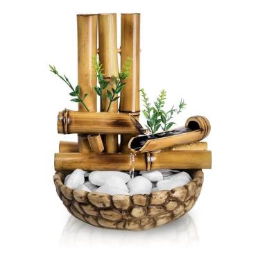 Imagem de Fonte Bambu De Mesa Feng Shui Agua Cascata D Marrom 127/220V