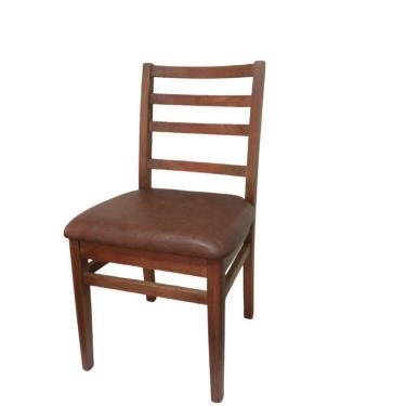 Imagem de Cadeira Poltrona Estrutura Em Madeira Assento Estofado Marrom