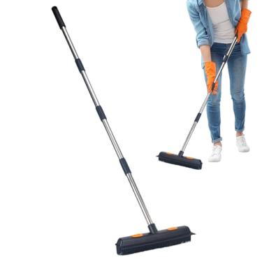 Imagem de Vassoura de borracha para carpete | Vassoura de cabelo ajustável para carpete | Escova extensível para remoção de poeira para casa, apartamento, dormitório, cozinha, banheiro, garagem, loja, sala de