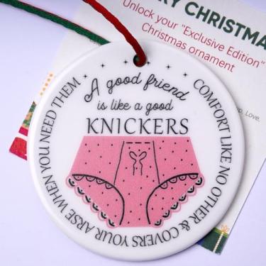 Imagem de Enfeites de Natal para amigos – Enfeites de cerâmica com citações de amizade, presente para mulheres, melhores amigas, irmãs, colegas de quarto de faculdade ou qualquer pessoa que tenha ajudado você a