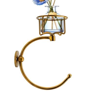 Imagem de Suporte de toalha de mão, suporte de toalha de estilo antigo com suporte de vela - rack rústico elegante decorativo para casa amigos hotel banho cozinha centro de mesa