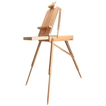 Imagem de Cavalete de estúdio de madeira para exibição em tela com gaveta, cavalete dobrável para estúdio, mesa, pintura externa, suporte de exibição em tela, ajustável, estação de trabalho artesanal,