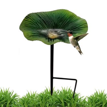 Imagem de Banheira para pássaros ao ar livre | Alimentador de água com poste de banho para pássaros ao ar livre - decoração de jardim estética em forma de flor, estação de alimentação à prova d'água para pátio