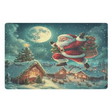 Imagem de SEHANY Tapete de porta de inverno Papai Noel Natal para todos os climas, impermeável, secagem rápida, bem-vindo, tapete de entrada antiderrapante, tapete decorativo de poliéster para entrada, varanda