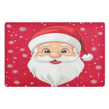 Imagem de SEHANY Tapete de porta de inverno Papai Noel Natal para todos os climas, impermeável, secagem rápida, bem-vindo, tapete de entrada antiderrapante, tapete decorativo de poliéster para entrada, varanda
