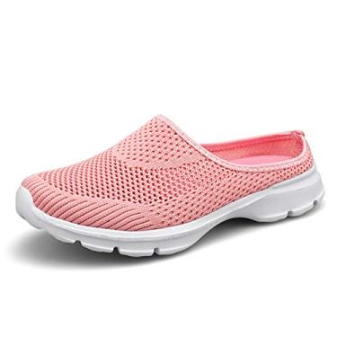 Imagem de ChicWind Tênis feminino de malha respirável para caminhada, sem cadarço, aberto nas costas, rosa, 8