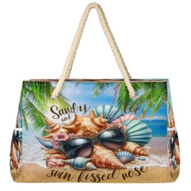 Imagem de hongjinglin Bolsa de praia grande, leve, dobrável, com balão fofo, unicórnio, piscina, bolsa de ombro, Cor 18, Large