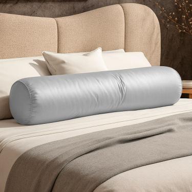 Imagem de Almofada Travesseiro Bastão Tubo Rolo Dot 140cm Macia Veludo Cinza Claro - Desk Design