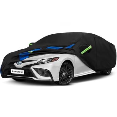 Imagem de Avecrew Capa de carro personalizada para Toyota Camry, à prova d'água, para todos os climas, cobertura externa completa, chuva, neve, proteção UV, com design de zíper de porta lateral