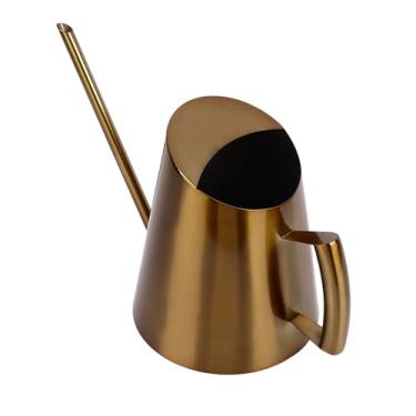 Imagem de aqxreight Regador de Aço Inoxidável Estilo Nórdico Vintage Lata de água de Bico Longo para Suculentas Bonsai Flor de Jardim Capacidade de 1,5L Lata de Ouro de Todas As Onças Internas Com Irrigação