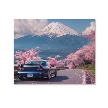 Imagem de HouLaiZhe Jdm Carro Mx5 Montagem em Flor de Cerejeira Fuji Posters Tela Estética Sala Decoração de Parede Impressões Galeria Sala Decoração de Parede para Quarto Sala de Estar Escritório 08 x 10