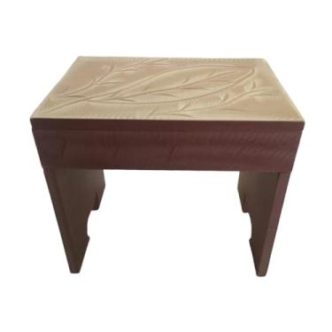 Imagem de Banquinho Apoty Preto Velho/Preta Velha Sem Gaveta Marrom Esculpido Umbanda/Candomblé - Oferta