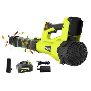Imagem de Soprador de folhas sem fio 21 V, 500 CFM 150 MPH soprador de folhas elétrico com bateria de 4,0 Ah e carregador rápido, 6 velocidades, leve 1,7 kg para limpeza de gramado, pátio, quintal, garagem