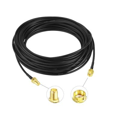 Imagem de SZSAUTO Cabo de extensão de antena WiFi, 9 m, RP-SMA macho para RP-SMA fêmea, suporte de anteparo RG174, cabo de extensão para roteador WiFi, câmera IP, adaptador de placa de rede sem fio