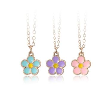 Imagem de Cykdohy Colar com pingente de flor doce para melhor amiga, conjunto de 3 peças para mulheres, fofo, colorido, esmalte, amizade, sempre, joias, aniversário, Natal, presente de formatura para irmã e