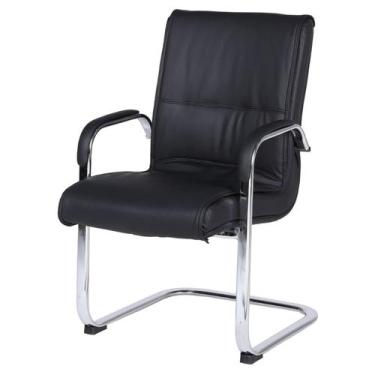 Imagem de Cadeira de Escritório Locutor Austin Fratini PU Preto Base Fixa Cromad