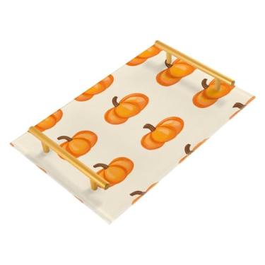 Imagem de xigua Bandeja de banheiro de abóboras de outono com alças bandeja de servir antiderrapante para mesa de centro, organizador de bancada de cabeceira bandeja de decoração de acrílico para decoração de