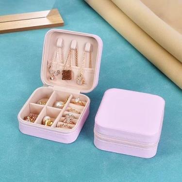 Imagem de Caixa de joias pequena organizador de estojos de viagem, presentes personalizados, acessórios de joias para adolescentes, presente de Natal para mulheres, flor de cerejeira, rosa