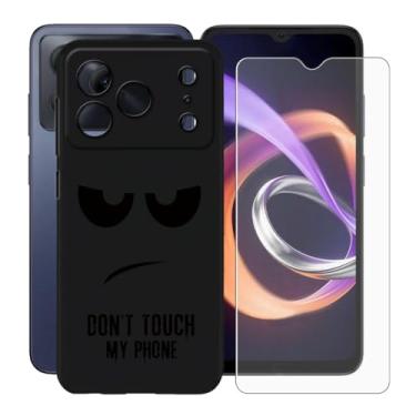 Imagem de KJYFOANI Capa para Doogee Note 56 Plus (16.7 cm), com [1 película protetora de tela de vidro temperado], capa preta de silicone macio à prova de choque para - Don't Touch Me