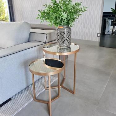 Imagem de Kit 2 Mesas Lateral com Espelho - Mesinha de Apoio + Cores - BELI HOUS