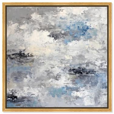 Imagem de Arte de parede azul com impressão em tela Misty Morning I da Art Remedy, moldura dourada, 12 x 12