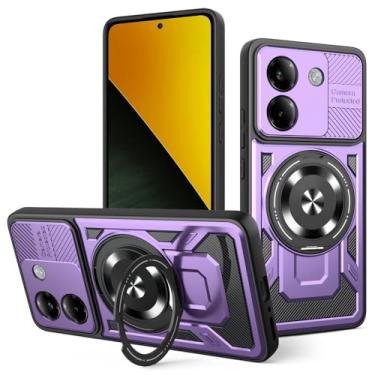 Imagem de Capa compatível com Xiaomi Poco M7 Pro 5G 2409FPCC4G 2409FPCC4I, compatível com MagSafe, suporte magnético giratório de 360 graus, capa para celular roxa