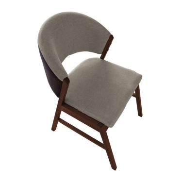 Imagem de Cadeira De Jantar Madeira Maciça Débora Compose Facto Ocre Bege Linho Mel