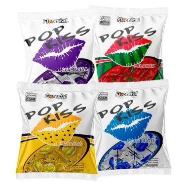 Imagem de Kit 4 Pacotes Pirulito Pop Kiss Sortido com 50 Unidades - Florestal