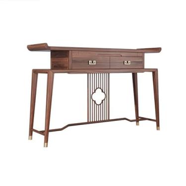 Imagem de Armário de oferta Mandir Home Black Walnut Shentai, estilo chinês, zen, riqueza, mesa, altar, santuário (pequeno)
