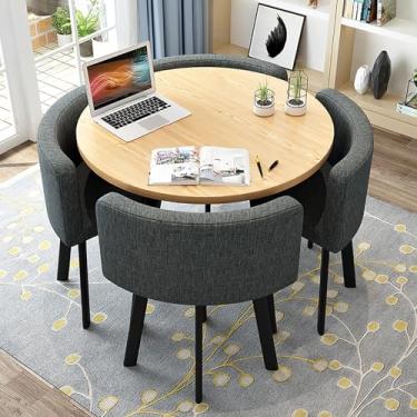 Imagem de Mesa de negociação de recepção mesa de jantar e cadeira conjunto de 5, mesa moderna para sala de conferências, mesa de centro de negócios, mesa de jantar de negócios, para lounge, sala de estar