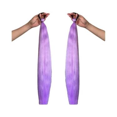 Imagem de Extensão De Rabo De Cavalo Sintético Roxo Longo E Liso 2 Peças Com Elá