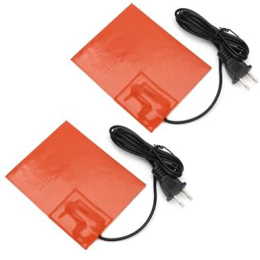 Imagem de Aquecedor de silicone para motor de carro de 10 x 12,7 cm - autoadesivo, 2 peças almofada de aquecedor de panela de óleo para carro caminhão almofada de aquecedor de panela de óleo para superfície de