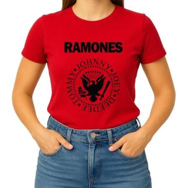 Imagem de Camiseta Camisa Adulto Feminina Masculina Algodão Banda de Rock Ramone