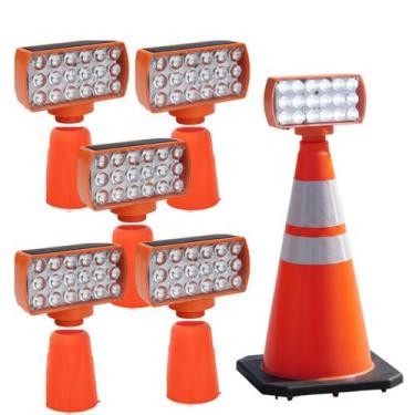 Imagem de Sinalizador Solar Viario Kit 5 Duas Cores Cone Seguranca Alerta Noturn