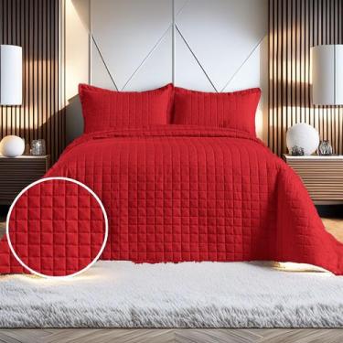 Imagem de Kit Cobre Leito Colcha King 3 Peças400 Fios Bordado Dupla Face Porta T