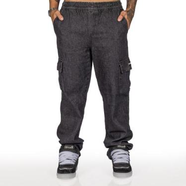 Imagem de Calça Overking Cargo Jeans Preto, P