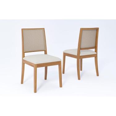 Imagem de Cadeiras Cozinha Buriti Kit 2 Un Carvalho/linho Cru/tela Cimol
