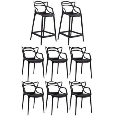 Imagem de Laraz, Kit 6 cadeiras + 2 banquetas médias Masters Allegra