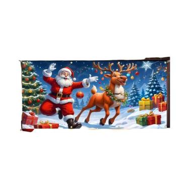 Imagem de Banner De Natal Para Porta De Garagem: Neve, Papai Noel, Rena, Árvore 