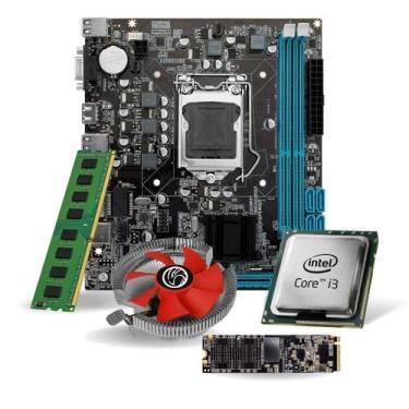 Imagem de Kit Pl Mãe H61 + Proc. I3 3220 + Mem. 8gb Ddr3 + Cooler + M.2 256gb - 