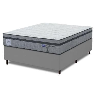 Imagem de Cama Box Casal Probel Molas Ensacadas Euro In 138x188x68cm Guarda Costas Stone Branco/c...