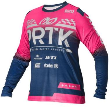 Imagem de Camisa Motocross Trilha Enduro Infantil Pro Tork  Sag 2022 , Azul, Ros