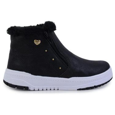 Imagem de Tênis Infantil Meninas Kidy K360 Peluciado Preto - 4481-Feminino