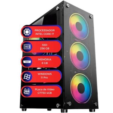 Imagem de Pc Gamer C/ Placa de Vídeo GT730 CoreI7 8GB SSD 256GB Win11 - MultiPC