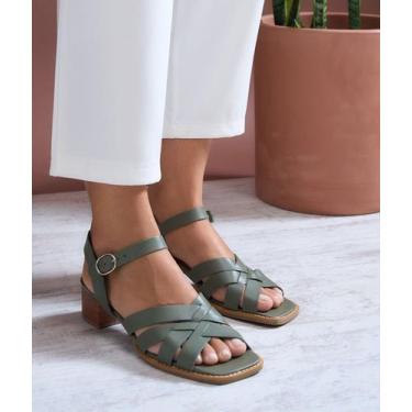 Imagem de Sandália Couro Tiras Cruzadas Verde - Daflon, 36