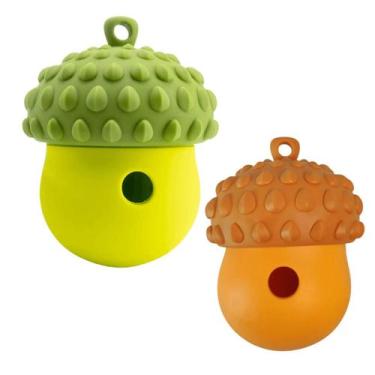 Imagem de Brinquedo Recheável Porta Petisco Pet Cão Gato Premium Cor:Laranja - I